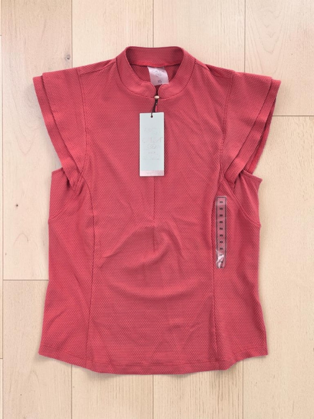 CALIA By Carrie Women's Renew Texture Cap Sleeve Zip Golf Top Athletic Top XS